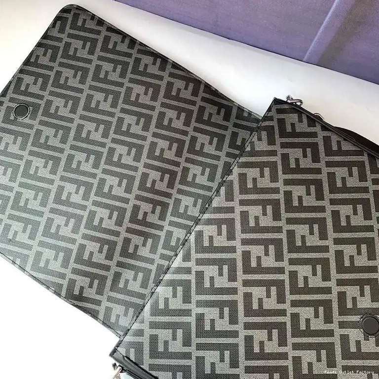 Affordable HOT Fabric Large Bag FF Black Motif Fendi Messenger In 0517